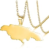 Jamaica Map Pendant Necklaces Jewelry Stainless Steel Map of Jamaica Country Necklace Long Distance Relationship Gift for Women Men