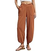 Viracy Womens Baggy Wide Leg Pants Casual Cross Elastic Waist Palazzo Wrap Hem Harem Pants with Pockets