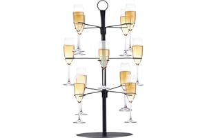 ZeenArt Champagne Tower, Metal Drink Tower for Parties Champagne Glass Holder, 3 Tiers - 12 Brackets, for Bar Stand, Cocktail