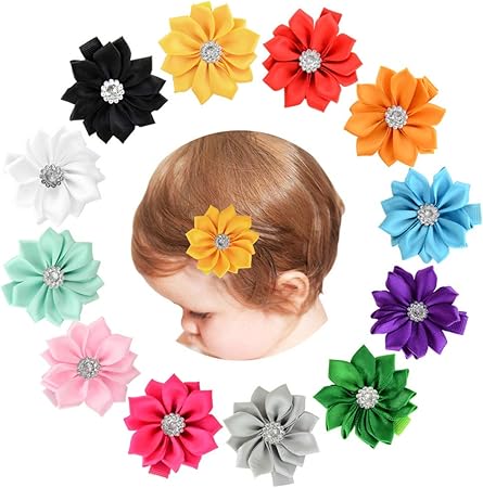 Amazon 12色ヨーロッパとアメリカの人気の子供用ポリエステル先のとがったウェビングの花 Fxh ヘアアレンジ 通販