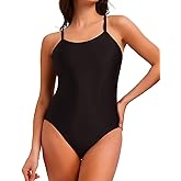SINGNIER Women's Athletic One Piece Swimsuit Modest Tummy Control Bathing Suit High Waist High Cut Training Sport Swimwear