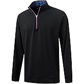 M MAELREG Men's Quarter Zip Pullover Lightweight Mock Neck Long Sleeve Midlayer Athletic Golf Half Zip Sweatshirt for Men