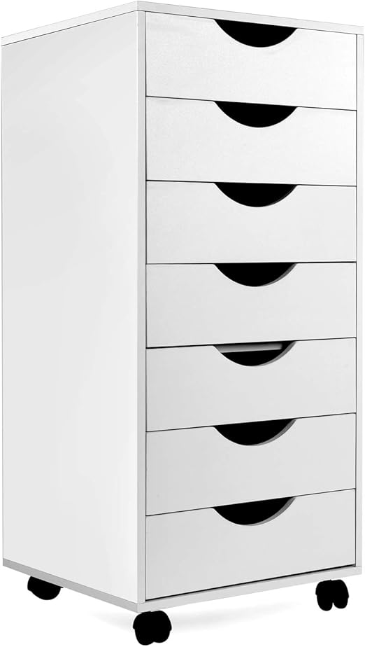 Amazon Com Edgewood Mobile Filing Storage File Vertical Wood Cabinet With Wheel Lockable Casters 7 Drawer 33 2 H Kitchen Dining