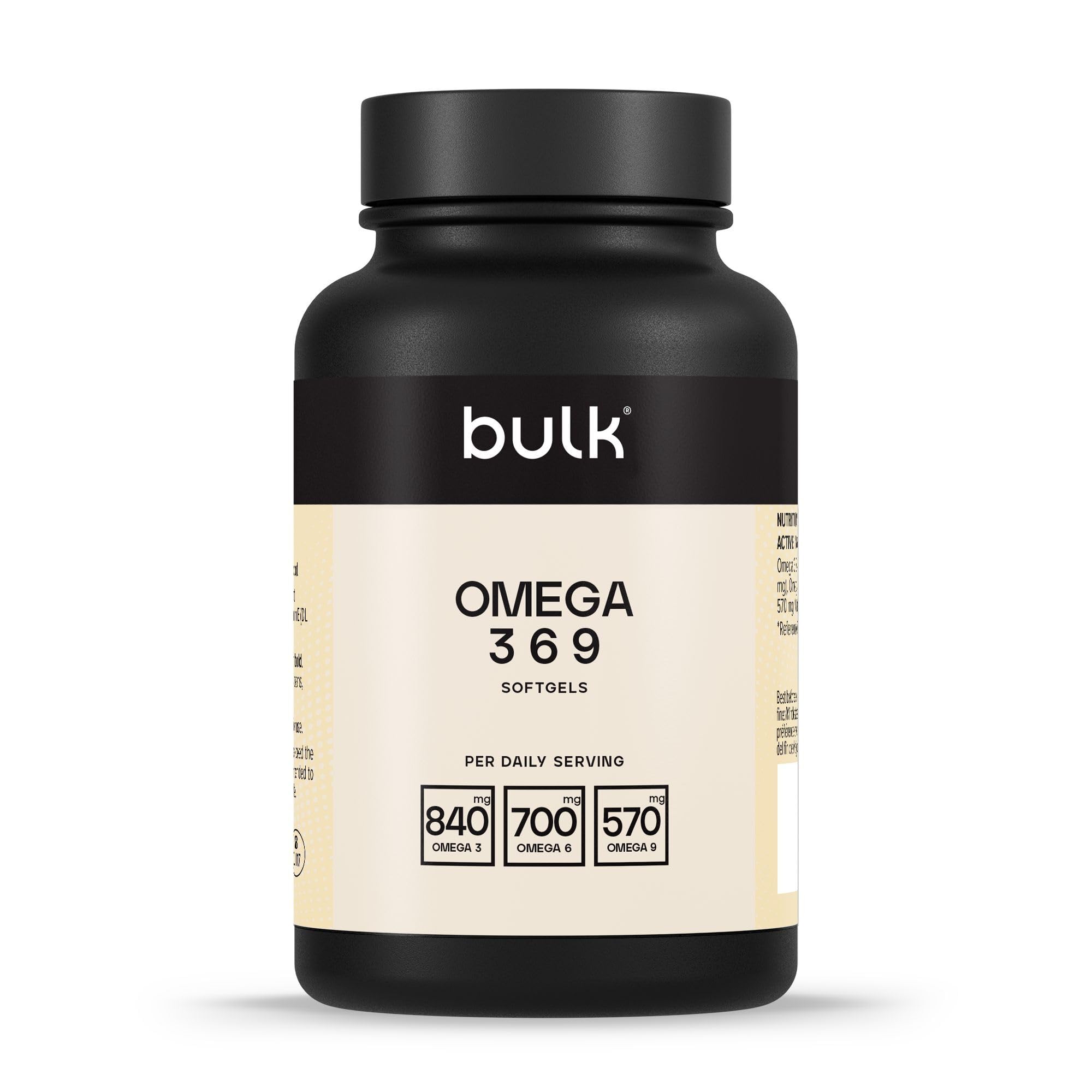 Bulk Omega 3 6 9 Softgels, Fish Oil, Flaxseed Oil, Sunflower Oil, 1000 mg, Pack of 90, 90 Servings, Packaging May Vary