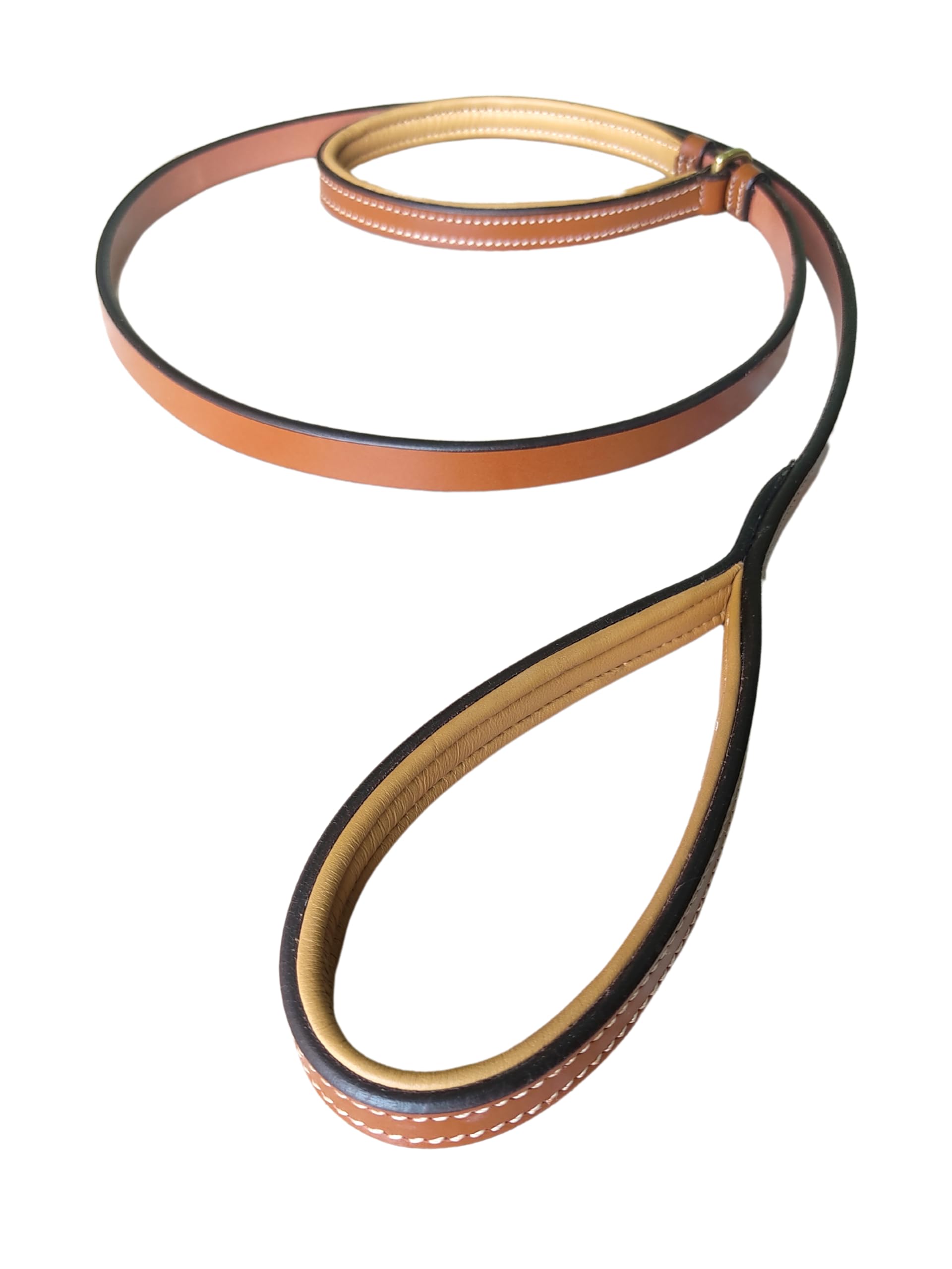 LEXNEL Real Leather Slip Leash for Dog - 5.5 ft Adjustable Thin Slip Leads for Dog with Soft Handle, Durable Primium Quality Strong Leather Leash for Small, Medium and Large Dogs (Brown)