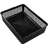 Saedy Black Plastic Basket Trays for Files, Letters, Documents, Set of 6