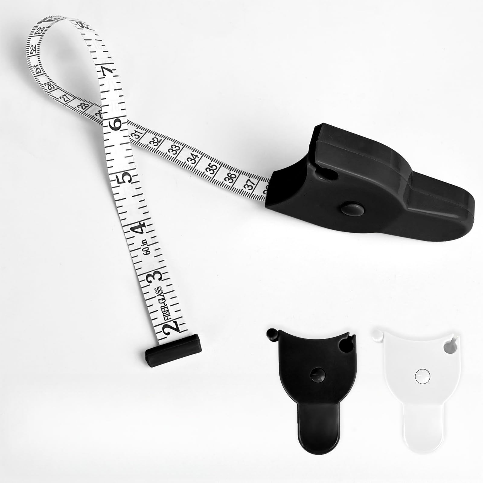 Photo 1 of 2 Pcs Tape Measure Body Measuring Tape Weight Loss 60inch/150cm, Flexible Durable Sewing Supplies, Automatic Retractable Measuring Tape for Body Measurements, Fitness, Weight Loss, Tailor(White+Black)