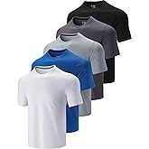 5 Pack Men’s Active Quick Dry Crew Neck T Shirts | Athletic Running Gym Workout Short Sleeve Tee Tops Bulk