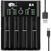 IMREN 18650 Battery Charger,21700 Battery Charger for 3.7V 14500 10400 18500 18350 18650 18700 20700 21700 22650 26650 Li-ion Battery,1.2V Ni-MH/Ni-Cd Battery,4 Bay 18650 USB C Charger