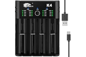 IMREN 18650 Battery Charger,21700 Battery Charger for 3.7V 14500 10400 18500 18350 18650 18700 20700 21700 22650 26650 Li-ion Battery,1.2V Ni-MH/Ni-Cd Battery,4 Bay 18650 USB C Charger