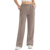 PINSPARK Women's High Waisted Straight Leg Sweatpant Comfy Interior Drawstring Workout Sweat Pants Pocket Fall Casual Pant
