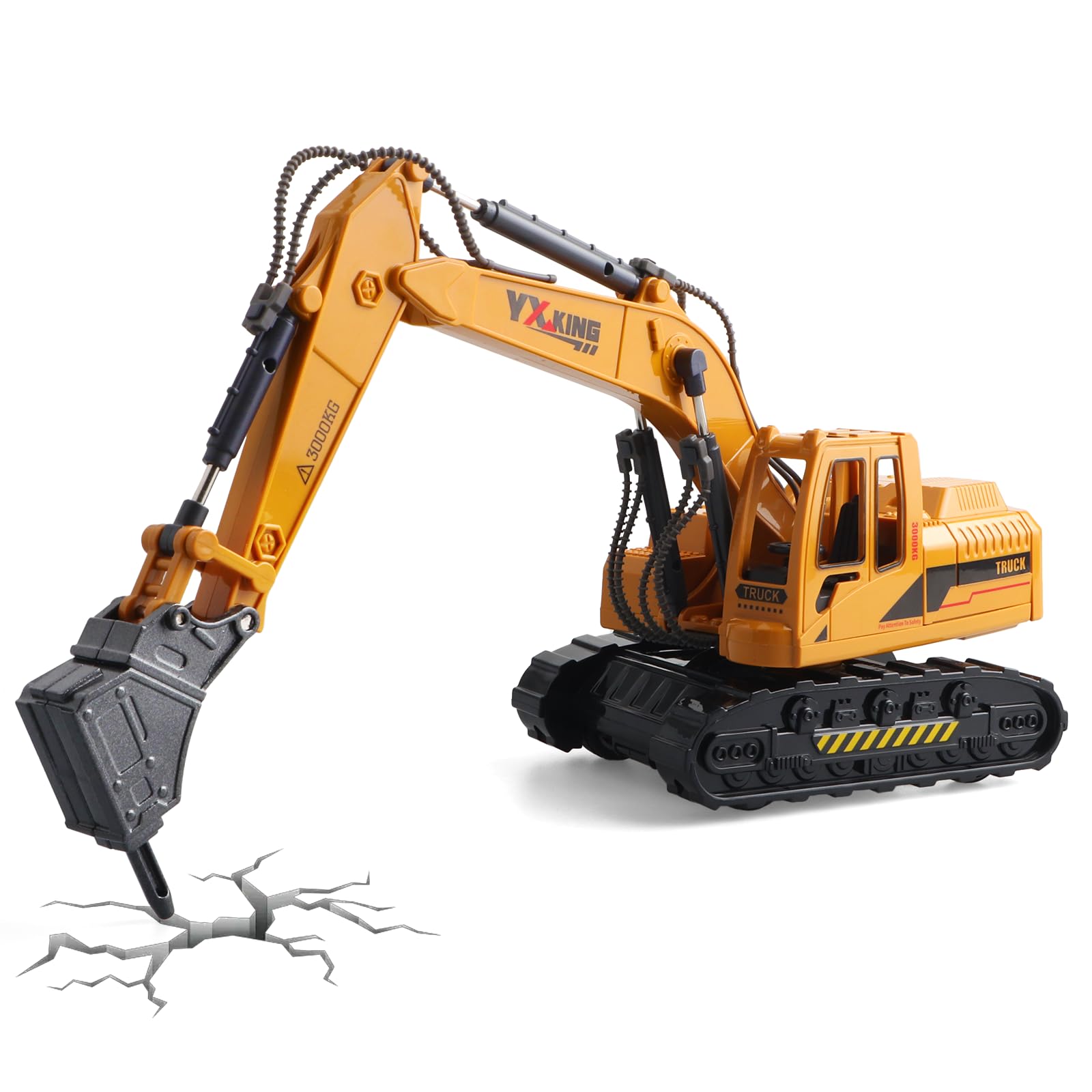 victob ABS Diecast Drilling Rig Toy Truck for Boys Ages 3-12, Friction Powered Metal Construction Vehicle with 360° Rotating Cab & Movable Arm, Birthday Gift for Toddlers and Children