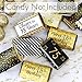 Black and Gold 75th Birthday Party Mini Candy Bar Wrappers - 42 Stickers