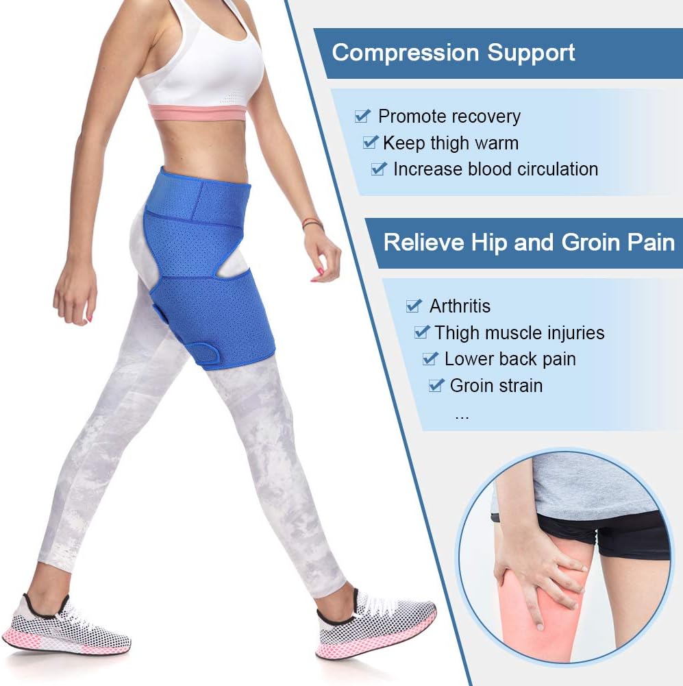 Groin Support Bandage, Hip Compression Support, Adjustable Hamstring