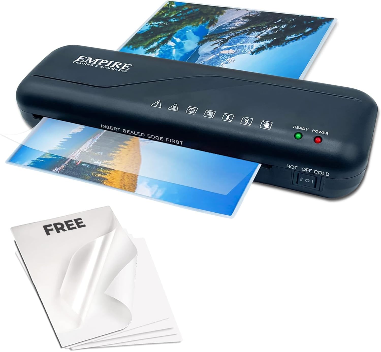 Empire Laminator, Laminating Machine with 5 Pouches, Hot and Cold Machine, A4 Thermal Laminator for Home, School and Office Use
