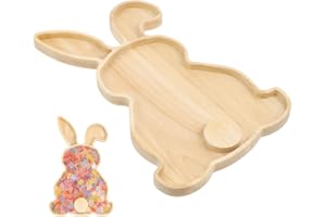 Veemoon Easter Bunny Wooden Tray Adorable Snack Serving Plate for Parties Dinners Versatile Fruit Tray for
