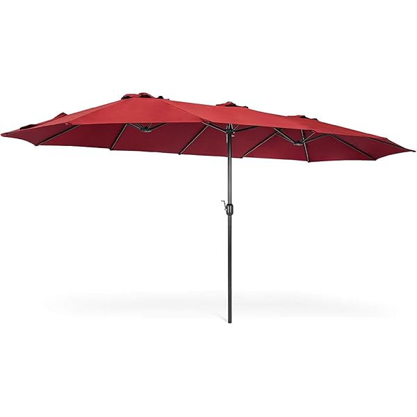 Amazon Com Tangkula 15 Ft Patio Umbrella Double Sided Outdoor Market Table Umbrella With Crank Beige Clothing