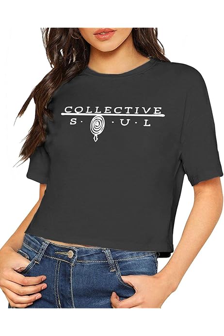 DamonRHalpern Shirt Womens Crop Top Blouse Dew Navel Tshirt Round