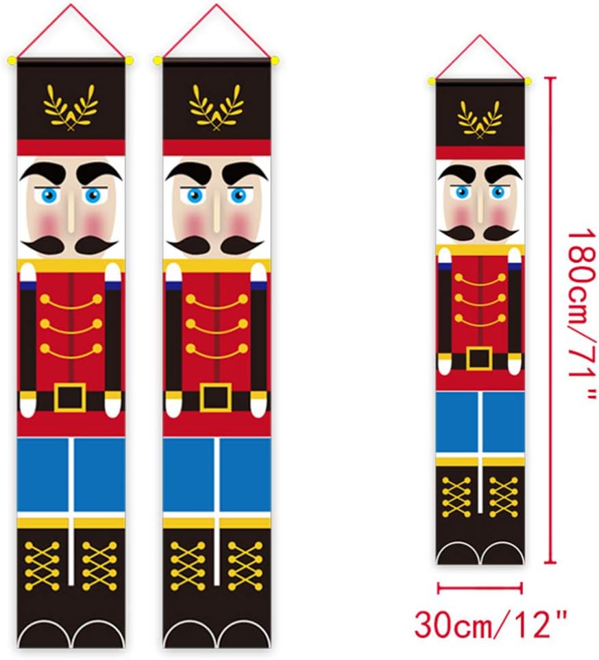 Amosfun Christmas Porch Sign Soldier Model Nutcracker Hanging Banners for Holiday Home Indoor Outdoor Porch Wall Christmas Decoration - Image 5