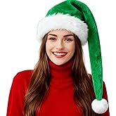 Ankelesz Plush Black Santa Hat Christmas Hat for Adults Unisex Long Xmas Halloween Costume Parties