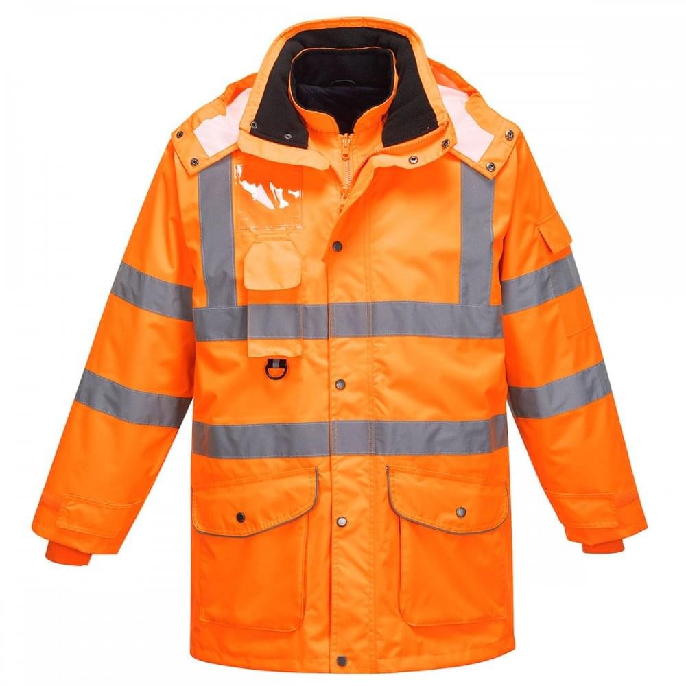 Portwest RT27 Waterproof Hi-Vis Breathable 7-in-1 Traffic Jacket Orange, XX-Large