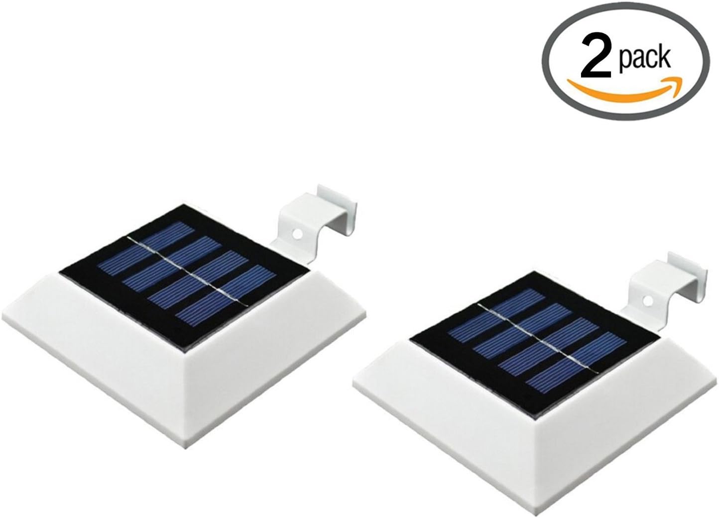 YINGHAO White Superbright 4 LED Solar Powered Lights for Gutters or Garden Fences (2pcs)