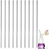 10-Pack Glass Stirring Rods &ndash; 7.9" Long, 6mm Diameter, Both Ends Round &ndash; Heat-Resistant Glass for Lab and Home Use