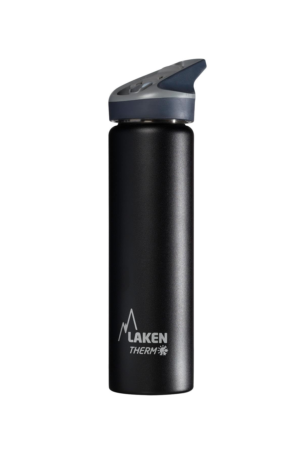 Laken Jannu Vacuum Insulated Stainless Steel Water Bottle with Straw Cap and Handle 25oz Black