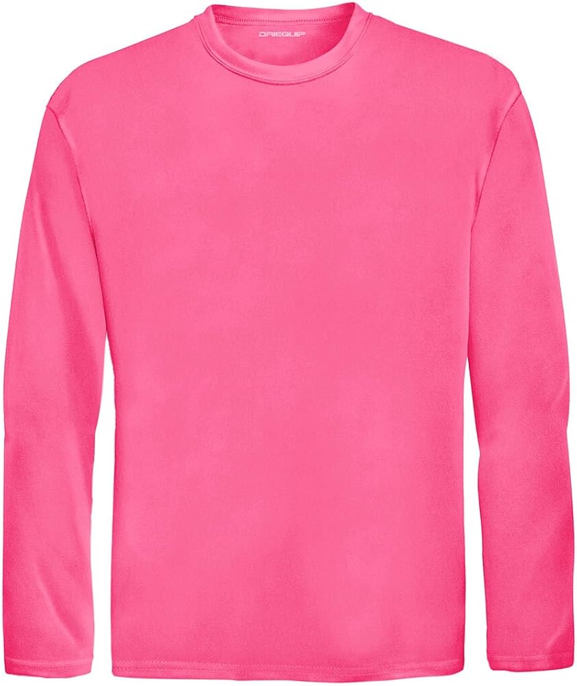 DRI-Equip Youth Long Sleeve Moisture Wicking Athletic Shirts. Youth Sizes XS-XL: Clothing