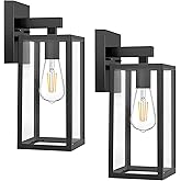MAXvolador Outdoor Wall Sconce, Exterior Waterproof Wall Lantern Light Fixtures, Black Porch Lights with Toughened Glass Shad