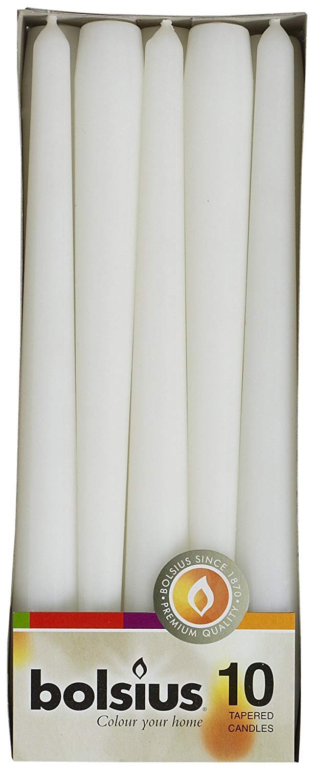 2 x Tapered Dinner Candles,"White Box 10"
