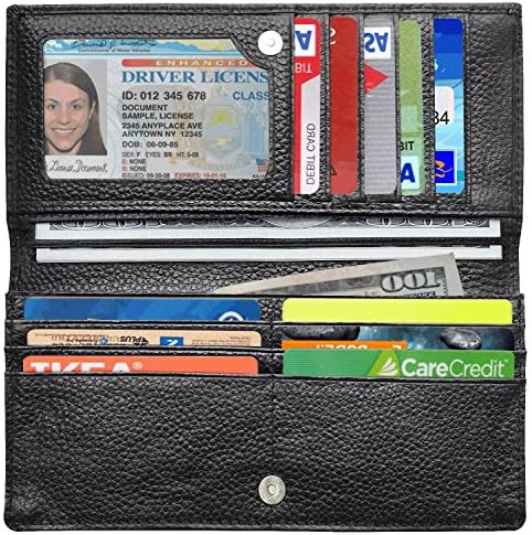 RFID Wallet Womens RFID Blocking Genuine Leather Bifold Slim Wallet Clutch Purse