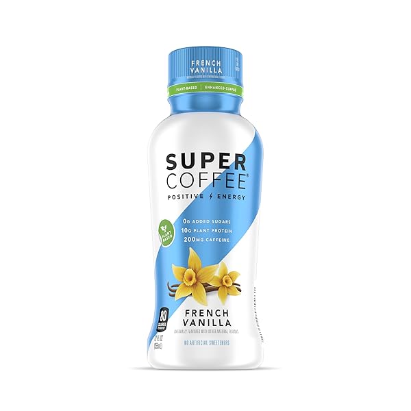SUPER COFFEE, KETO PROTEIN COFFEE (0G ADDED SUGAR, 10G PROTEIN, 70 CALORIES) 12 FL OZ | ICED SMART COFFEE DRINKS (FRENCH VANILLA, 12 FL OZ (PACK OF 12))