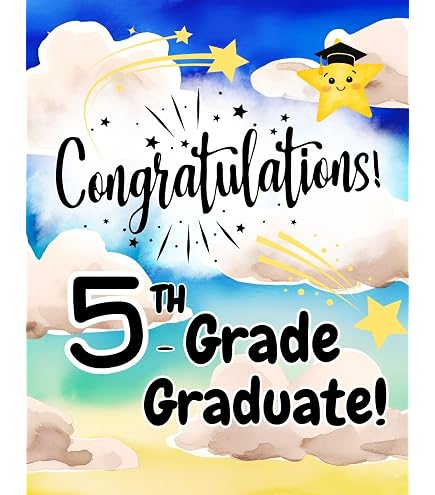 Greeting Card Congratulations 8th Grade Graduate - Graduation with Shooting Stars