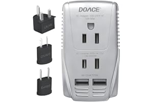 220V to 110V Converter, DoAce 2000W Travel Voltage Converter for Hair Dryer Straightener Curling Iron, 10A Power Adapter with 2 USB and EU/UK/AU/US Plugs for Laptop Tablet Camera Cell Phone