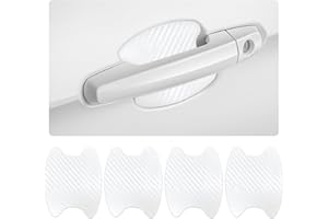 Augeny 4 PCS Car Door Handle Scratch Protectors, Carbon Fiber Texture Auto Door Handle Paint Guard, Anti-Scratches Door Side Handle Protective Films, Universal Vehicle Accessories (White)