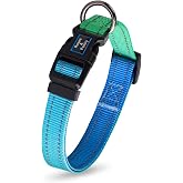 Roses&amp;Poetry Small Dog Collar, Adjustable Personalized Durable Pet Collars for Small Medium Large Dogs (Bluegreen-S)