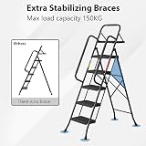 BONTEC 5 Step Folding Ladder Heavy Duty Portable Black Step Stool view 8