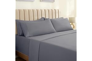 LuxClub 6 PC King Sheet Set, Rayon Made from Bamboo Bed Sheets, Deep Pockets 18" Wrinkle Free Cooling Bed Sheets Machine Washable Hotel Bedding Silky Soft - Silver King