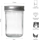 Hniuyun 8oz Mason Jars 6 Pack Regular Lids 240ml Clear Glass Canning Jars view 2