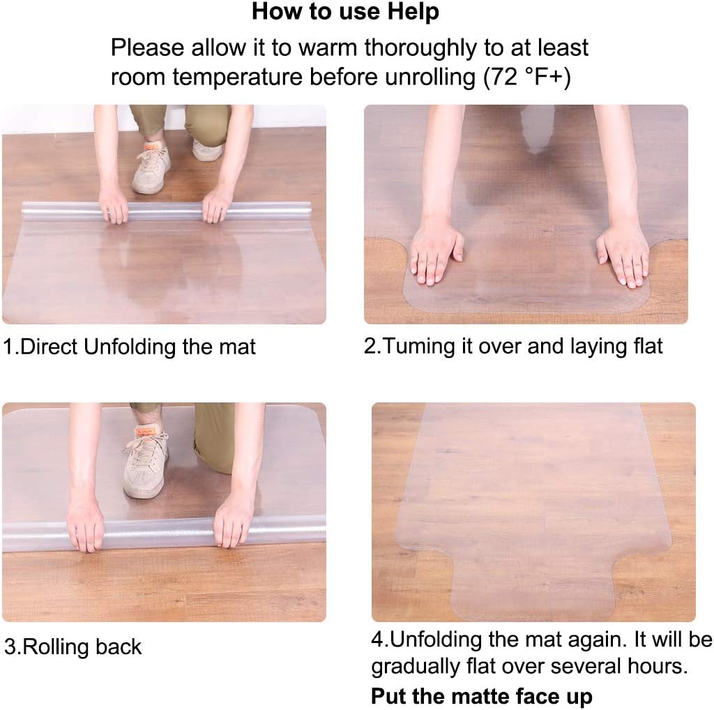 Office Chair Mat for Hardwood Floor - 36"x48" Clear PVC Desk Chair Mat - Heavy Duty Floor Protector for Home or Office - Easy Clean and Flat Without Curling : Office Products
