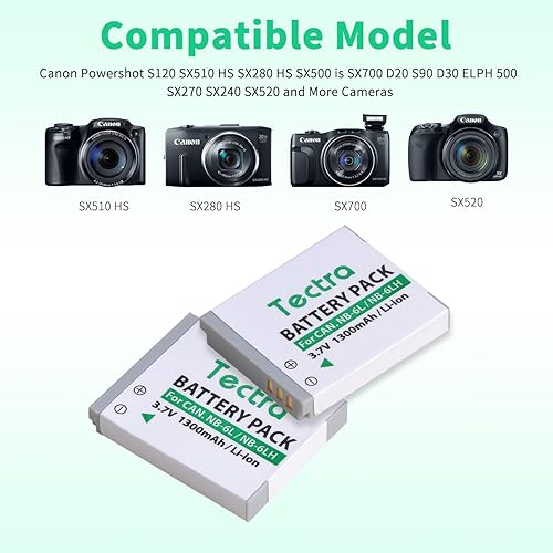 Sx540 Hs Canon Powershot Sx530hs Battery Tectra 2pcs NB-6L NB-6LH