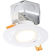 Ultralux 5 inch (4" Lens) Modern Thin LED Gimbal Recessed Direct Wire Dimmable Downlight with J-Box, 5-Year Warranty, 540 Lum