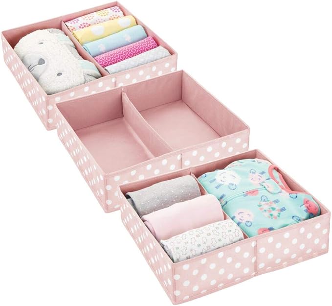 mDesign Juego de 3 Cajas para almacenar Ropa, Cosas de bebé, etc. Organizador de cajones de