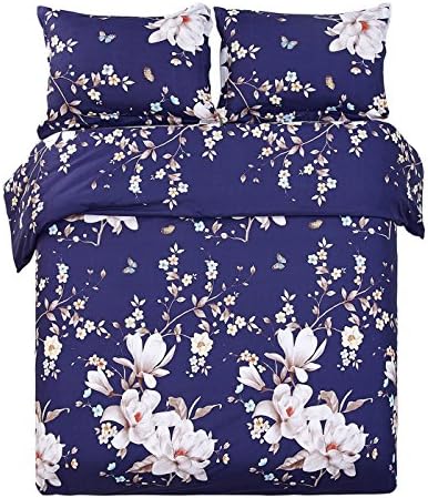 Word of Dream Luxuriously Soft Brushed Microfiber Floral Print 3PC Duvet Cover Set , Full/Queen