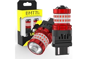 BMT xms 3157 LED Brake Tail Light - 3047 3057 3156 3457 4057 44-SMD 3030 Chipsets Replacement for Tail Stop Brake Signal Parking Lights, Brilliant Red, Pack of 2