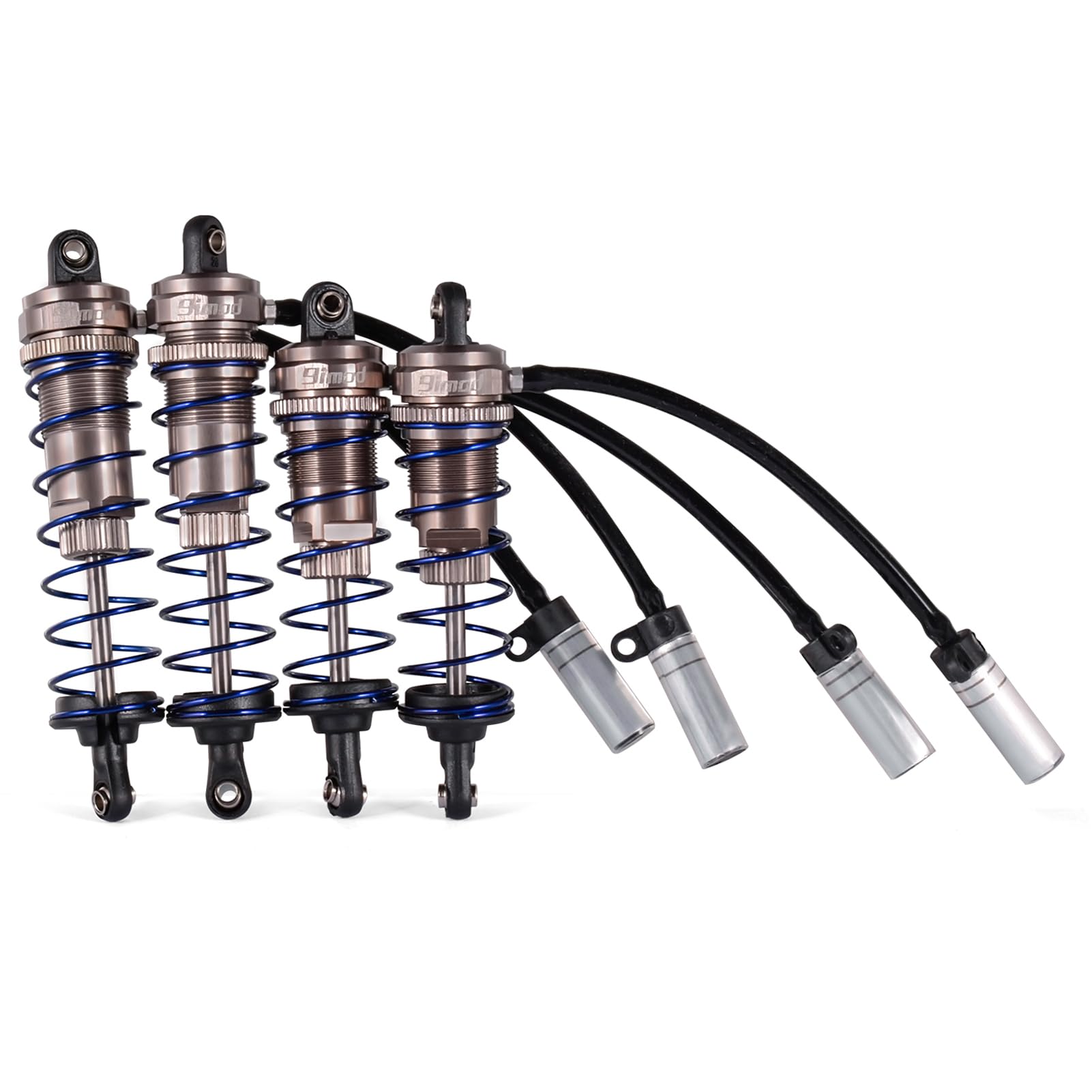 Photo 1 of 1/10 RC Car Shocks Front & Rear Shock Absorber Damper Assembled Set (4Pcs) 105x93mm Aluminum Adjustable Threaded Shock Absorber for 1/10 RC Crawler Axial SCX10 90046 AXI231017 TRX-4 D90 (Titanium)