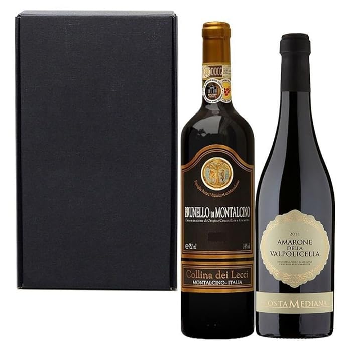 Italian Red Wine Duo Gift Set in Matt Black Gift Box with Hand Crafted