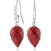 Galaxy Gold GG 14k Solid Gold Fish Hook Earrings Diamonds Pointy Briolette Rubies