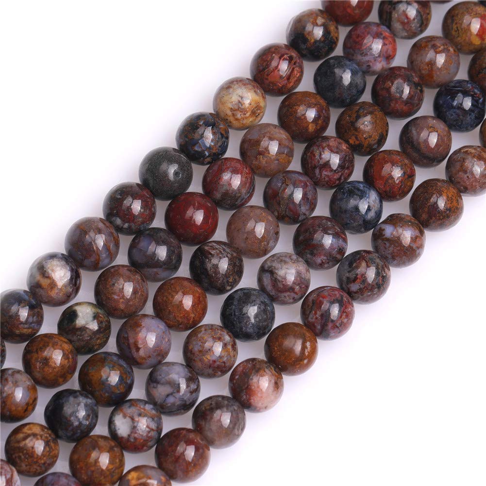 GEM-Inside Natural AA Grade 6mm Brown Pietersite Round Gemstone Semi Precious Loose Beads for Jewellery Making 15''